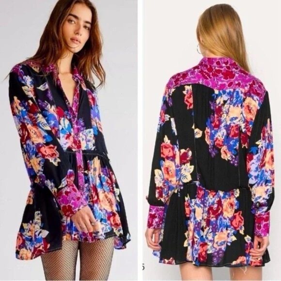 Free People Tops - FREE PEOPLE - Brunch A Bunch Floral Tunic